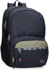 Pepe Jeans Mochila Escolar Cromwell, Doble Compartimento, Negro, 33 x 46 x 15 cm, Poliéster, 22,77 L, Negro, Talla Única, Mochila Escolar De Doble Compartimento Mochilas y carteras Premium Naty Shop Default Title