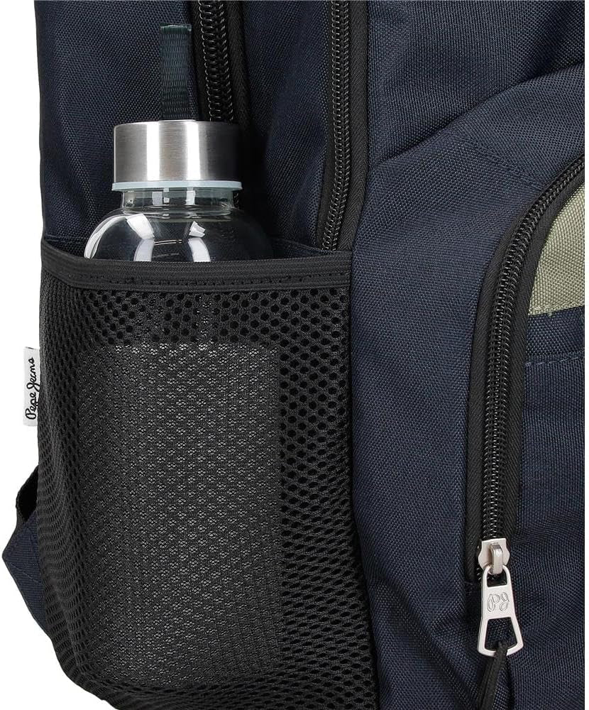 Pepe Jeans Mochila Escolar Cromwell, Doble Compartimento, Negro, 33 x 46 x 15 cm, Poliéster, 22,77 L, Negro, Talla Única, Mochila Escolar con Doble Compartimento Mochilas y Carteras Premium Naty Shop