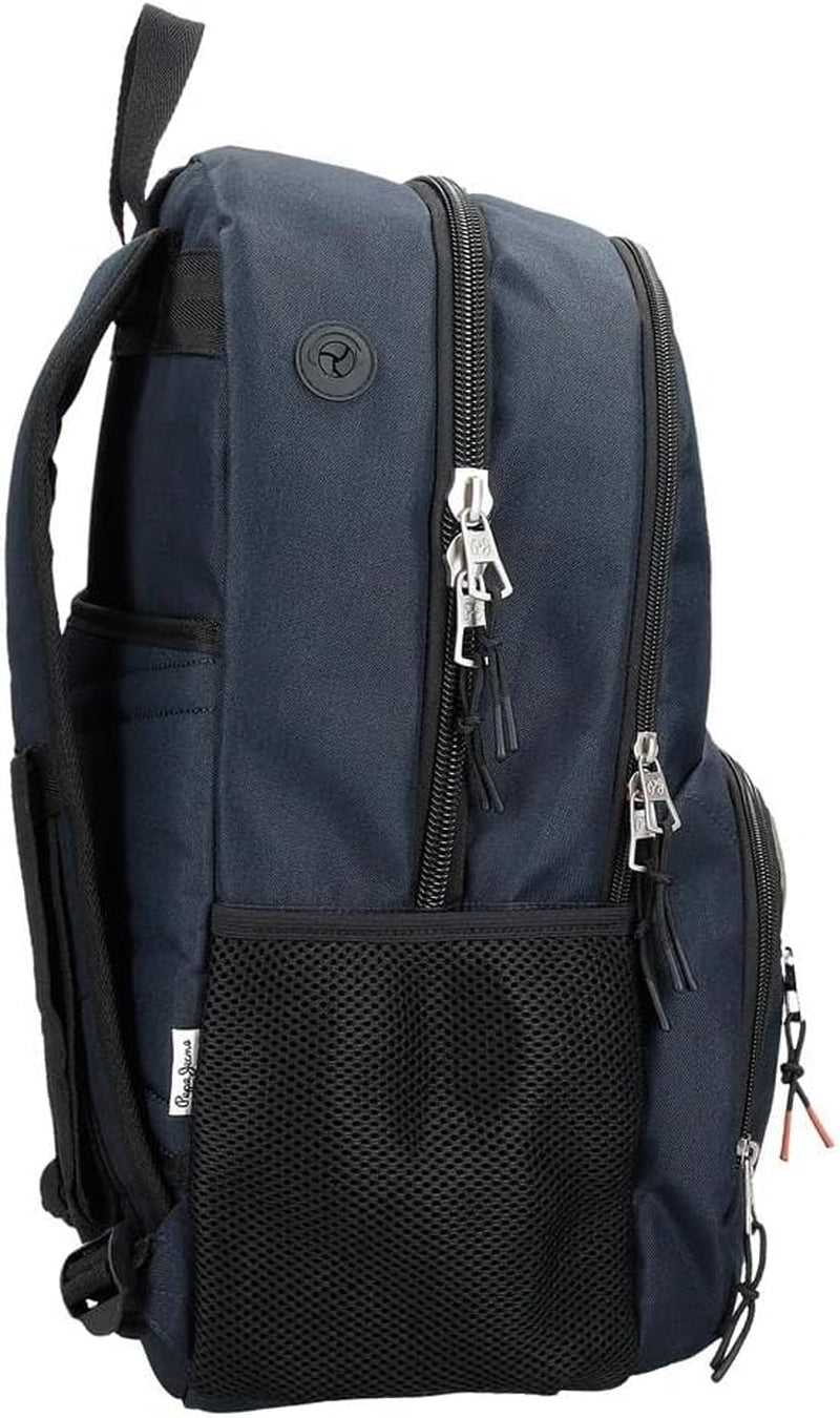 Pepe Jeans Mochila Escolar Cromwell, Doble Compartimento, Negro, 33 x 46 x 15 cm, Poliéster, 22,77 L, Negro, Talla Única, Mochila Escolar con Doble Compartimento Mochilas y Carteras Premium Naty Shop