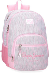 Pepe Jeans Mochila escolar Miri, rosa, 31 x 44 x 17,5 cm, poliéster, 22,79 l, rosa, mochila escolar Mochilas y carteras premium Naty Shop Mochila Doppelter