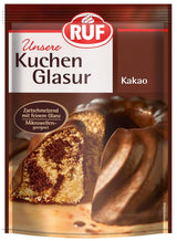 RUF Cake Glaze Bourbon Vainilla, 100g en bolsa, apto para microondas, para glasear y decorar galletas, muffins y tartas, sin gluten Naty Shop Pasta de azúcar Cacao