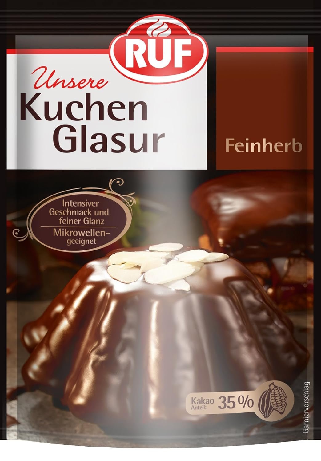 RUF Cake Glaze Bourbon Vainilla, 100g en bolsa, apto para microondas, para glasear y decorar galletas, muffins y tartas, sin gluten Pasta de azúcar Naty Shop Tarta fina