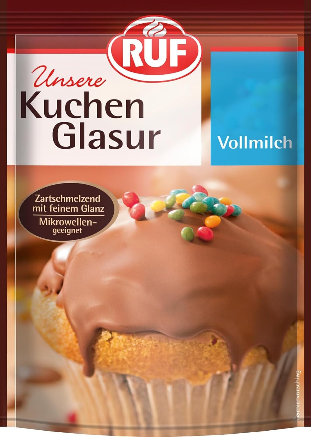 RUF Cake Glaze Bourbon Vainilla, 100g en bolsa, apto para microondas, para glasear y decorar galletas, muffins y tartas, sin gluten Naty Shop pasta de azúcar Leche entera