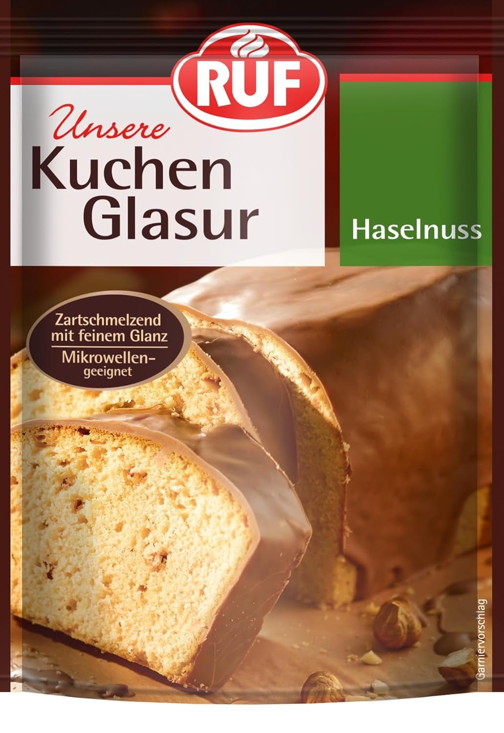 RUF Cake Glaze Bourbon Vainilla, 100g en bolsa, apto para microondas, para glasear y decorar galletas, muffins y tartas, Pasta de Azúcar sin gluten Naty Shop Avellana