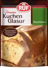 RUF Cake Glaze Bourbon Vainilla, 100g en bolsa, apto para microondas, para glasear y decorar galletas, muffins y tartas, Pasta de Azúcar sin gluten Naty Shop Avellana