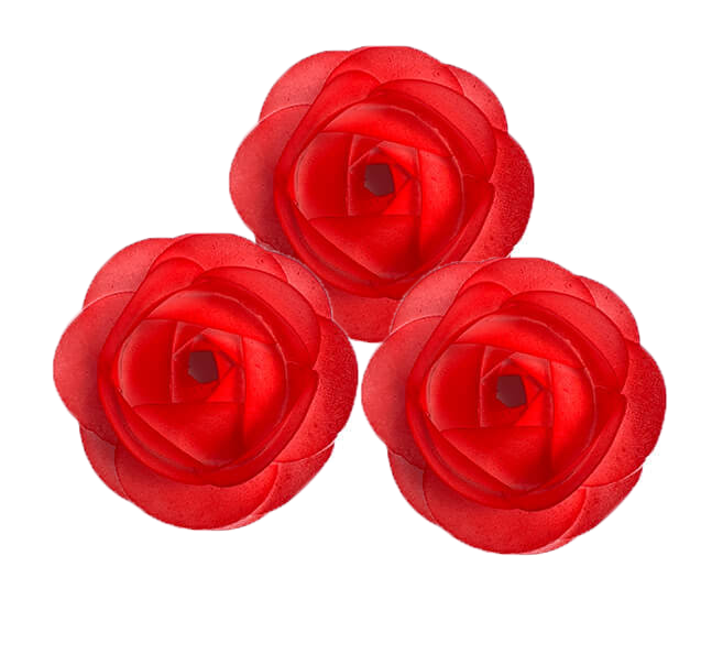 VafaDelici Juego de 3 decoraciones comestibles para gofres con rosas rojas - Apariencia artística para pasteles