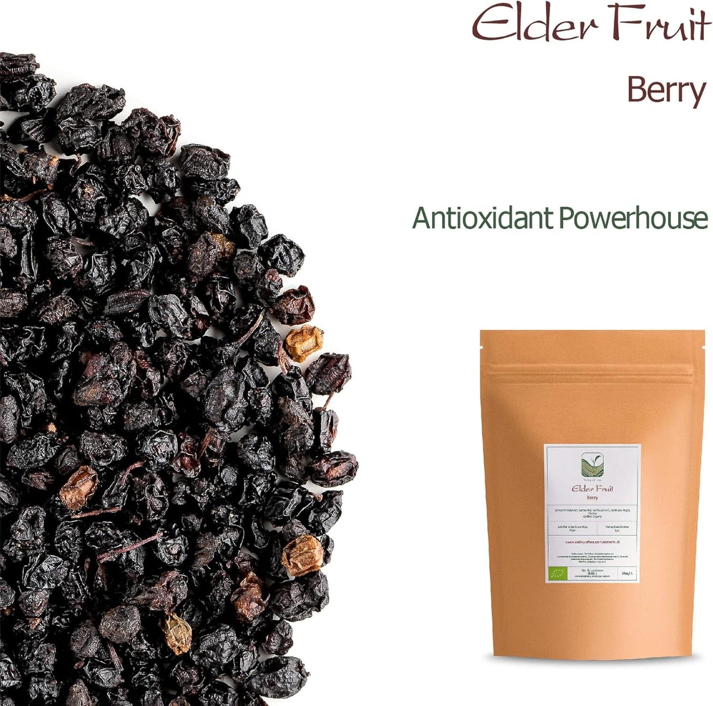 Saúco negro ecológico - bayas de sambucus enteras - saúco Productos deshidratados Naty Shop