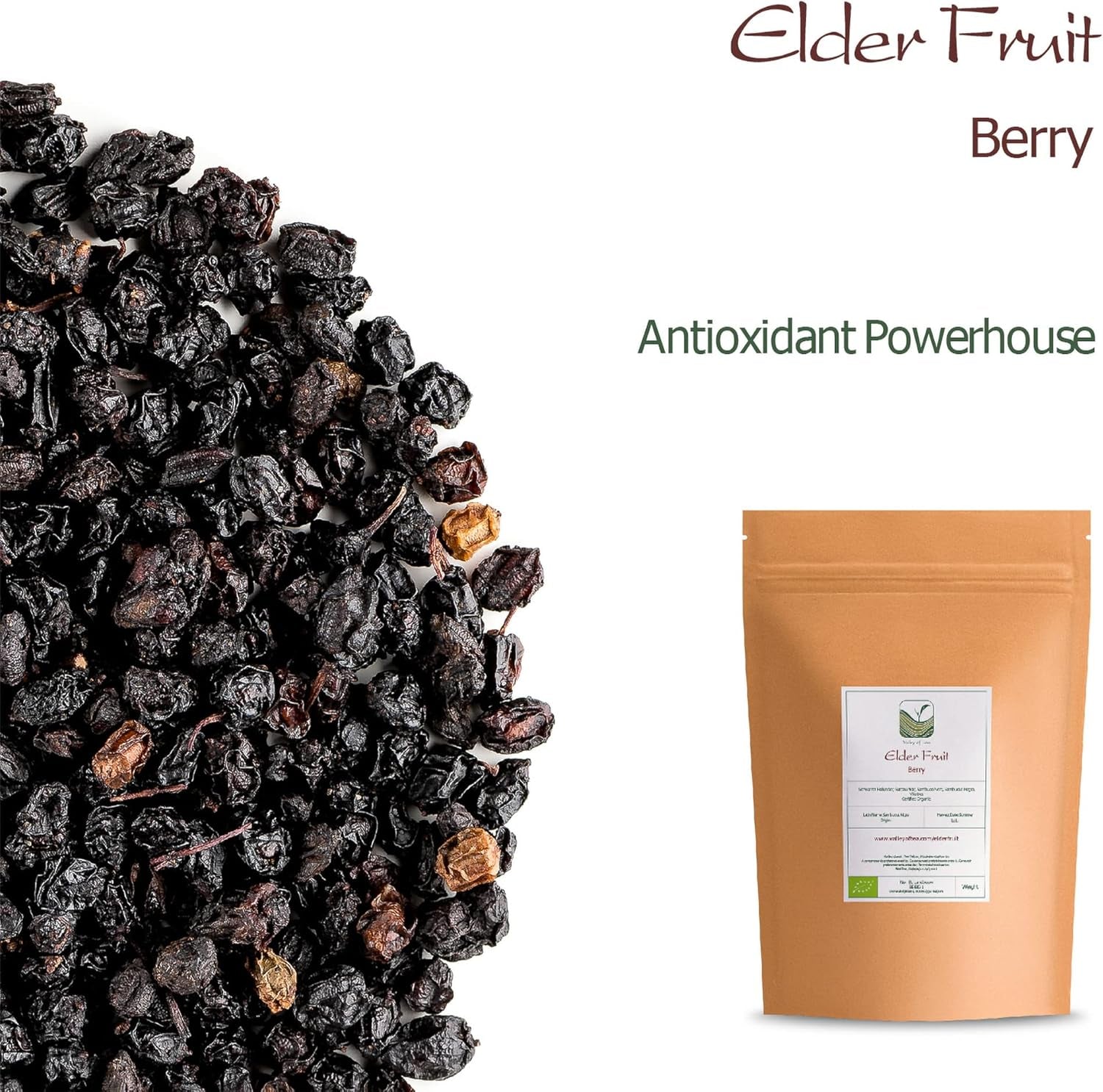 Saúco negro ecológico - bayas de sambucus enteras - saúco Productos deshidratados Naty Shop