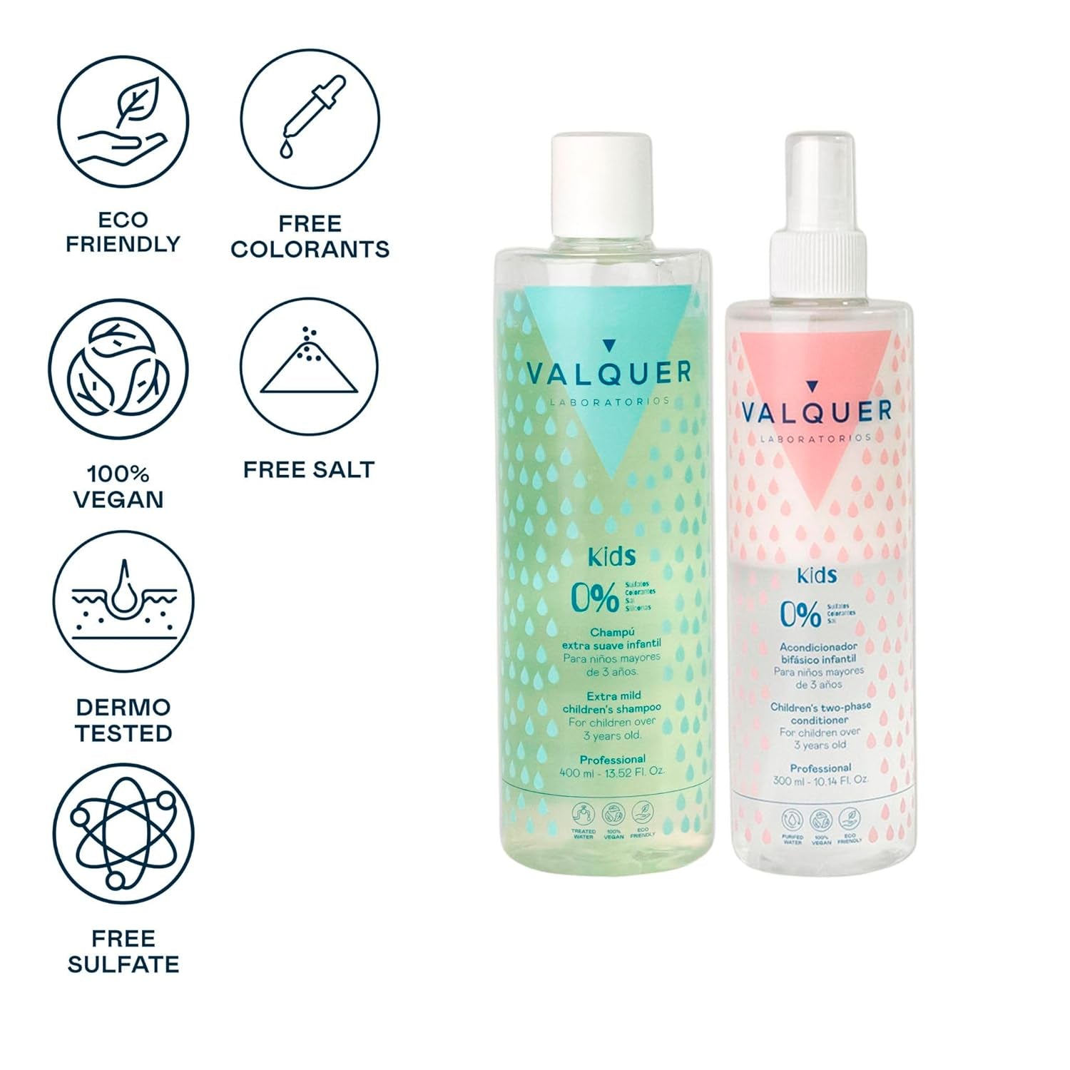 Valquer champú y acondicionador infantil para el cabello sin siliconas, sin sulfatos, para niños Infantil - Baño y Cuidado de la piel Naty Shop