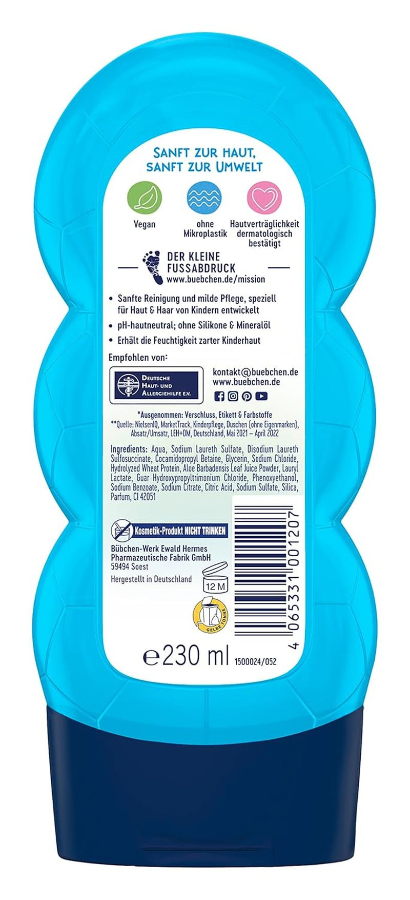 Buebchen Sportsfreund champú y gel de ducha 2 en 1, 230 ml Infantil - Baño y cuidado Naty Shop