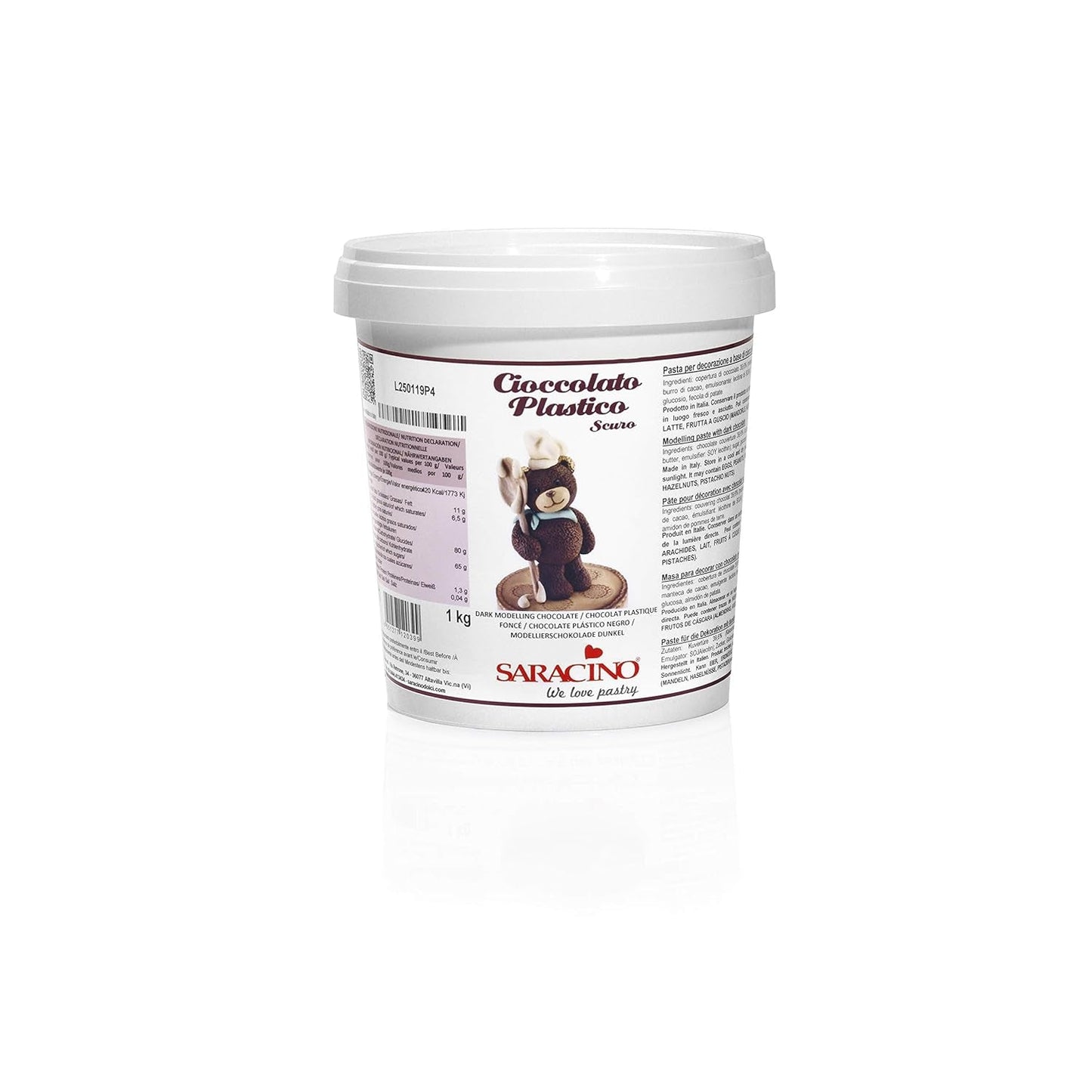 Chocolate Saracino Blanco para modelar Para decoración y modelado 1 Kg Made In Italy Pasta de azúcar Naty Shop Marrón