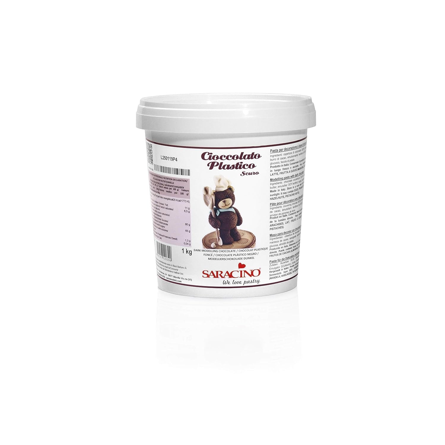 Chocolate Saracino Blanco para modelar Para decoración y modelado 1 Kg Made In Italy Pasta de azúcar Naty Shop Marrón