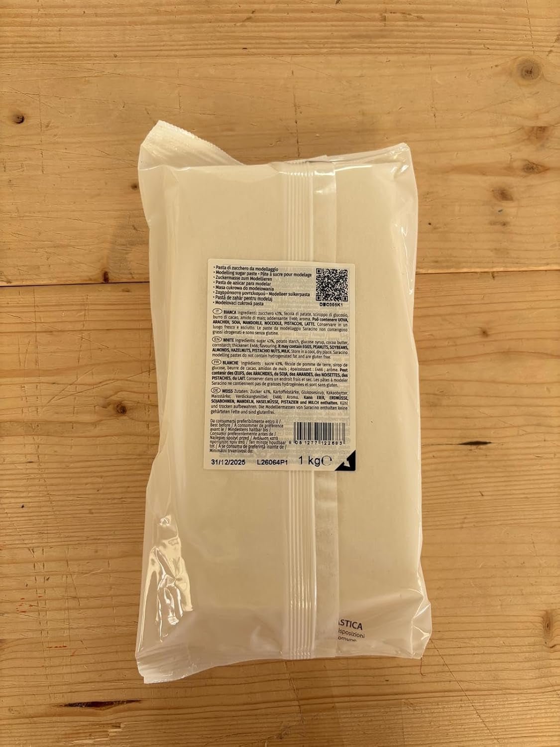 Pasta de Azúcar Saracino Modelo Blanco para Modelar 250g Sin Gluten Made in Italy Naty Shop Pasta de Azúcar