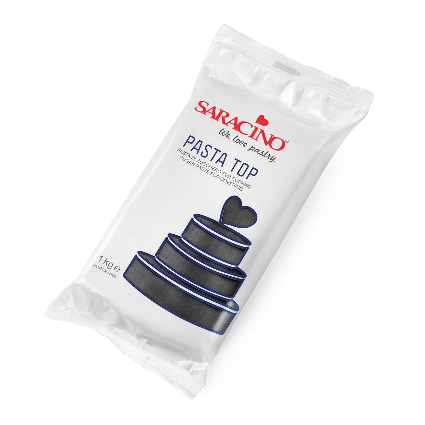 Saracino Fondant Top, Pasta De Azúcar Para Recubrir 1 kg, Made In Italy Pasta De Azúcar Naty Shop Negro