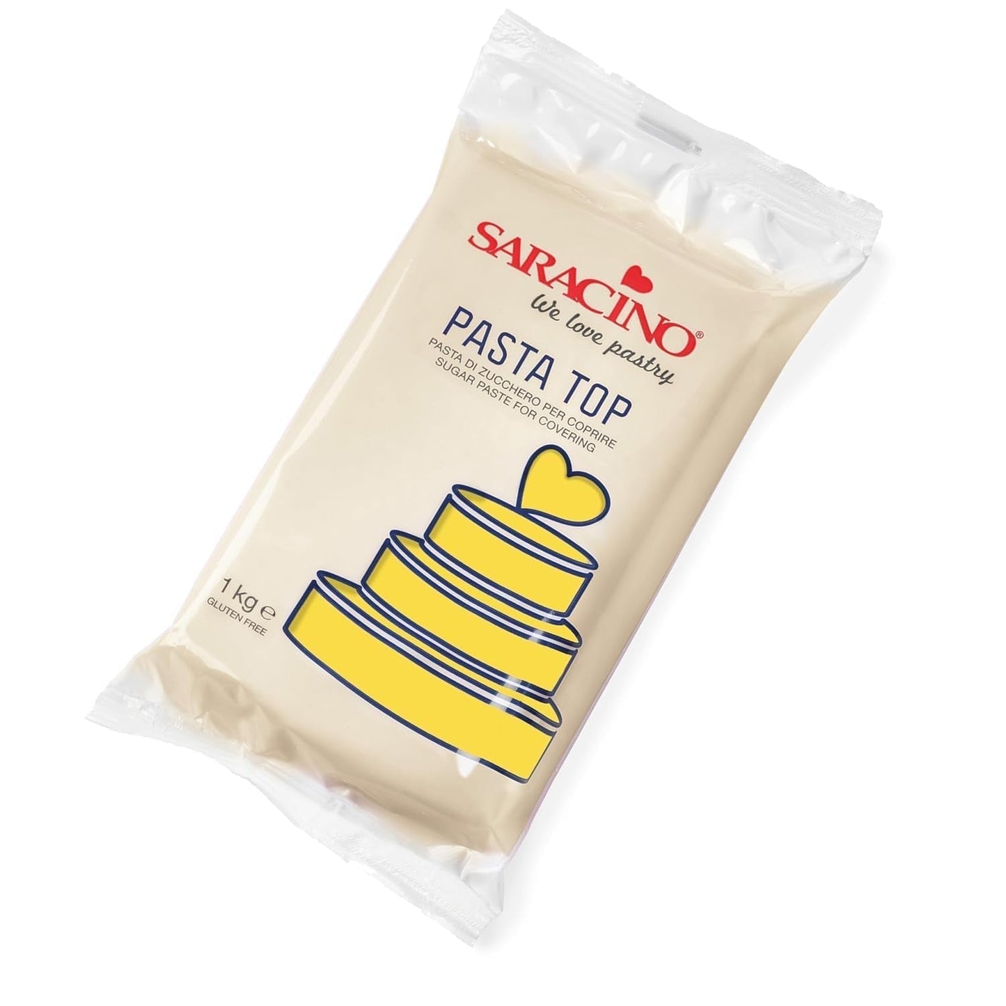 Saracino Fondant Top, Pasta De Azúcar Para Recubrir 1 kg, Made In Italy Pasta De Azúcar Naty Shop Amarillo