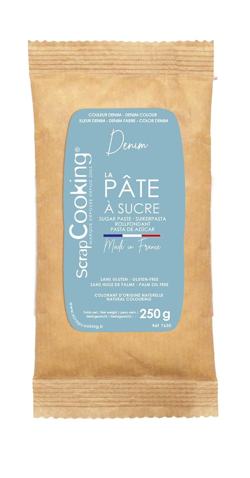 ScrapCooking - Pâte à Sucre Vert Sauge 250g - Colourant d'Origine Naturelle - Sans Gluten, Sans Huile de Palme - Pour Gâteaux, Pâtisseries Anniversaire - Vert Pastel - Fabrikie en France - 7621 Pasta de azúcar Naty Shop Denim blue