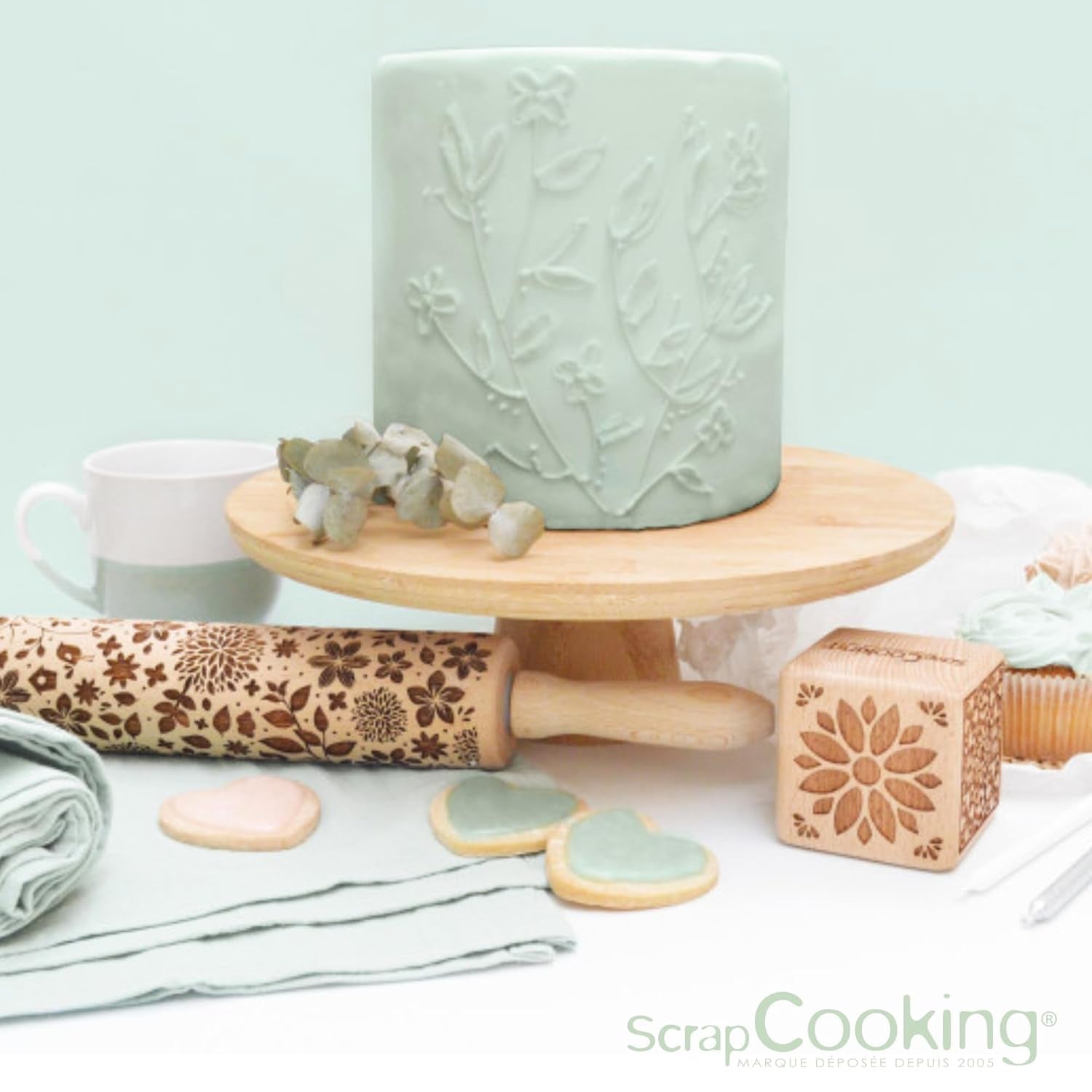 ScrapCooking - Pâte à Sucre Vert Sauge 250g - Colorant d'Origine Naturelle - Sans Gluten, Sans Huile de Palme - Pour Gâteaux, Pâtisseries Anniversaire - Vert Pastel - Fabrikie en France - 7621 Pasta de azúcar Naty Shop