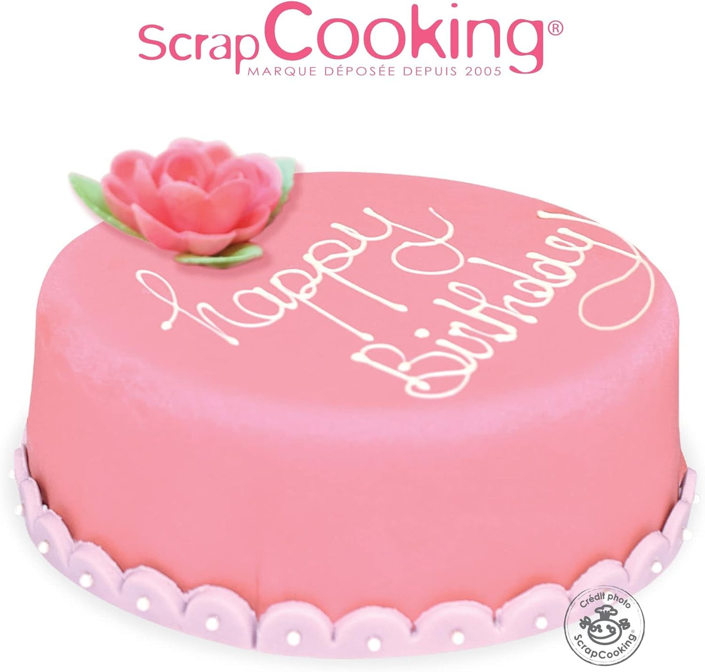ScrapCooking - Rollo de fondant rosa â'¬ 36 cm - Fondant negro enrollado 430 g - Cake topper decoración de tartas, repostería, cumpleaños, fiestas - Rosa - 7264 Pasta de azúcar Naty Shop