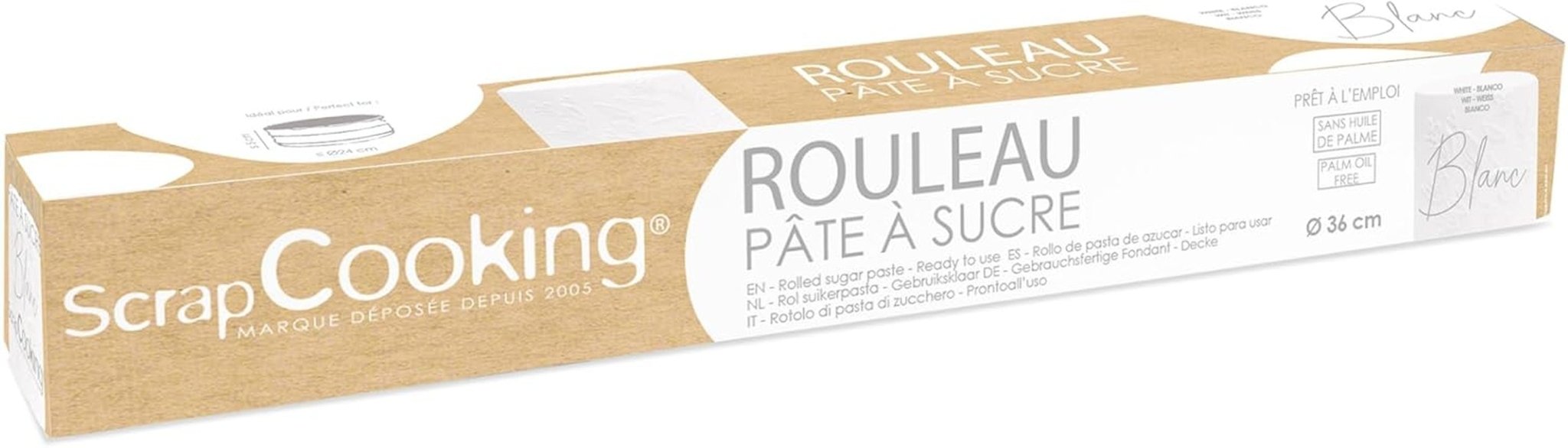ScrapCooking - Rollo de fondant rosa â'¬ 36 cm - Fondant negro enrollado 430 g - Cake topper decoración de pasteles de fondant para tartas, repostería, cumpleaños, fiestas - Rosa - 7264 Naty Shop Pasta de azúcar blanca