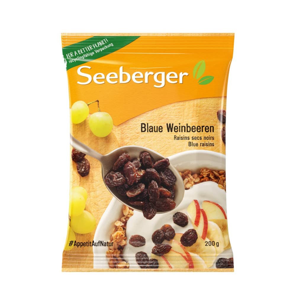 Seeberger Blue Sultanas Paquete de 13: Sultanas de uva Thompson dulces y jugosas sin semillas - Para hornear, cocinar y picar - Secado al sol - Sin azufre, vegano (13 x 200 g) Naty Shop Productos deshidratados Título predeterminado