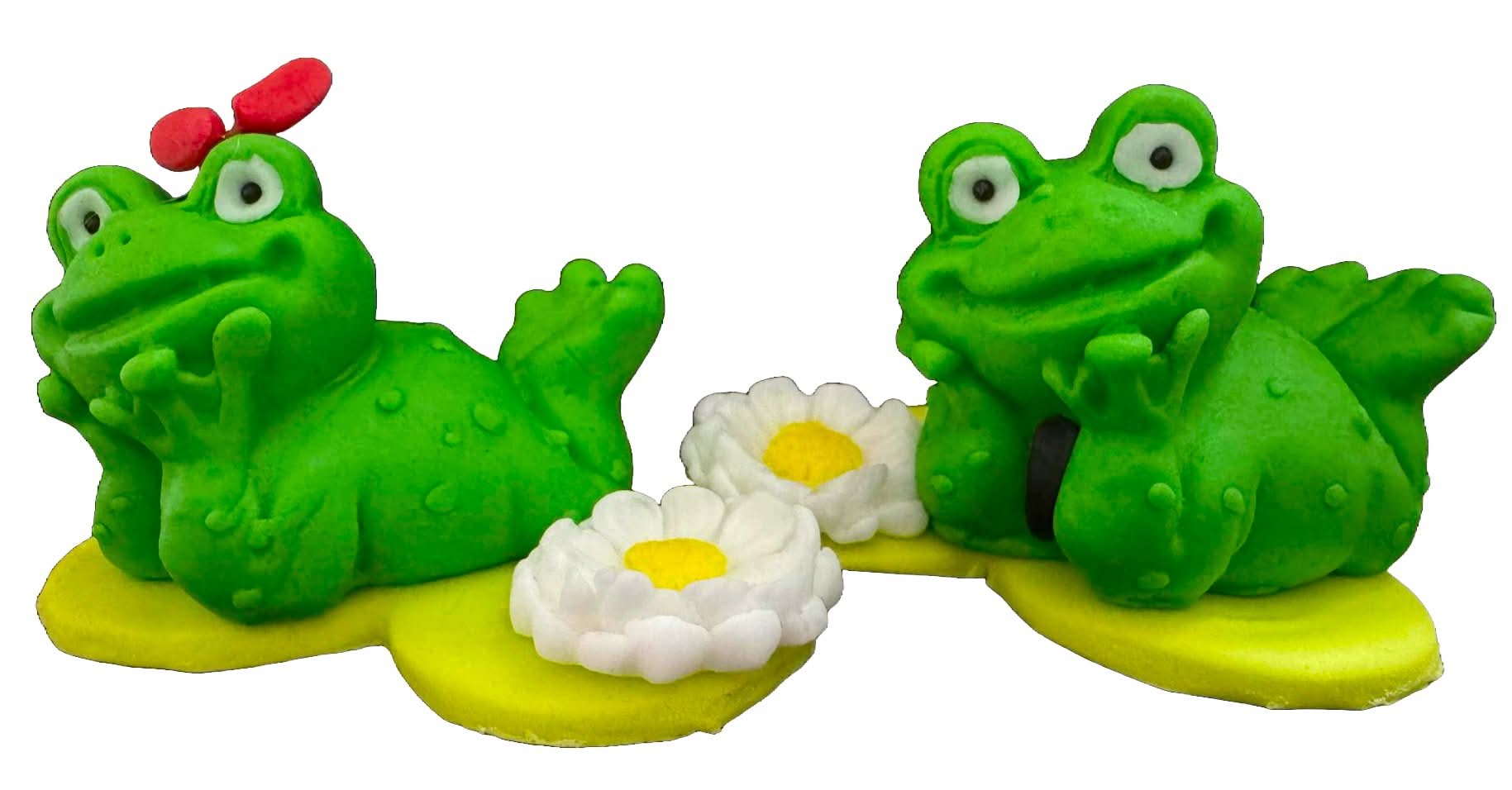 Set de 2 adornos de azúcar comestible, Ranas Decoraciones de pasta de azúcar Nati Shop