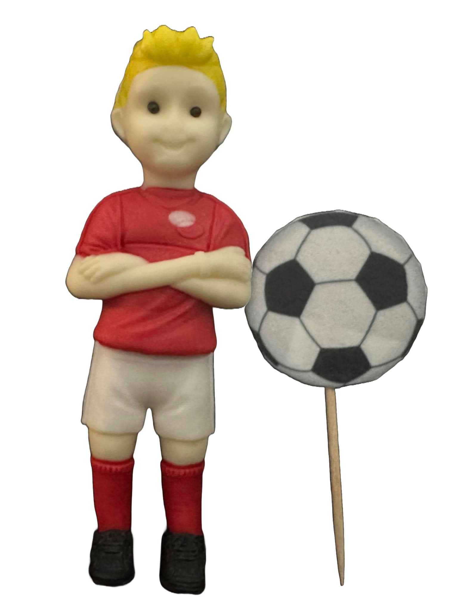 Set de 2 decoraciones de azúcar comestible, Decoraciones de pasta de azúcar de futbolista Nati Shop
