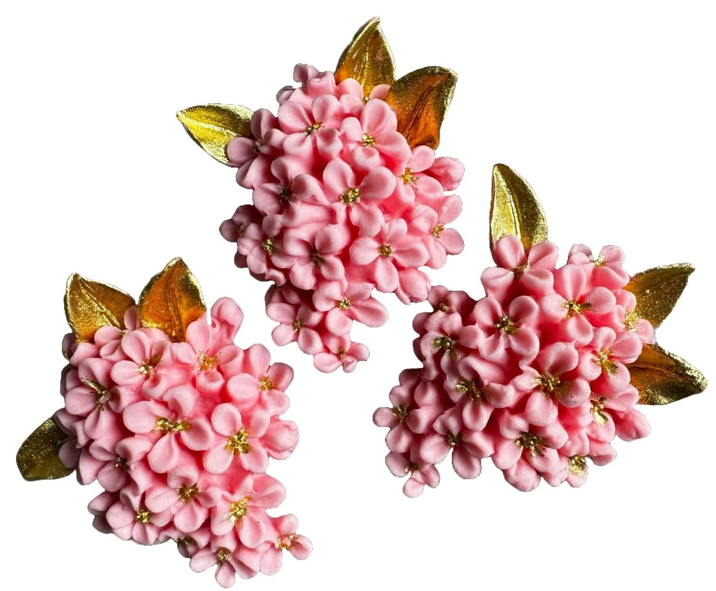 Set de 3 adornos comestibles de azúcar, Flores lilas Decoraciones de Sugar Paste Nati Shop