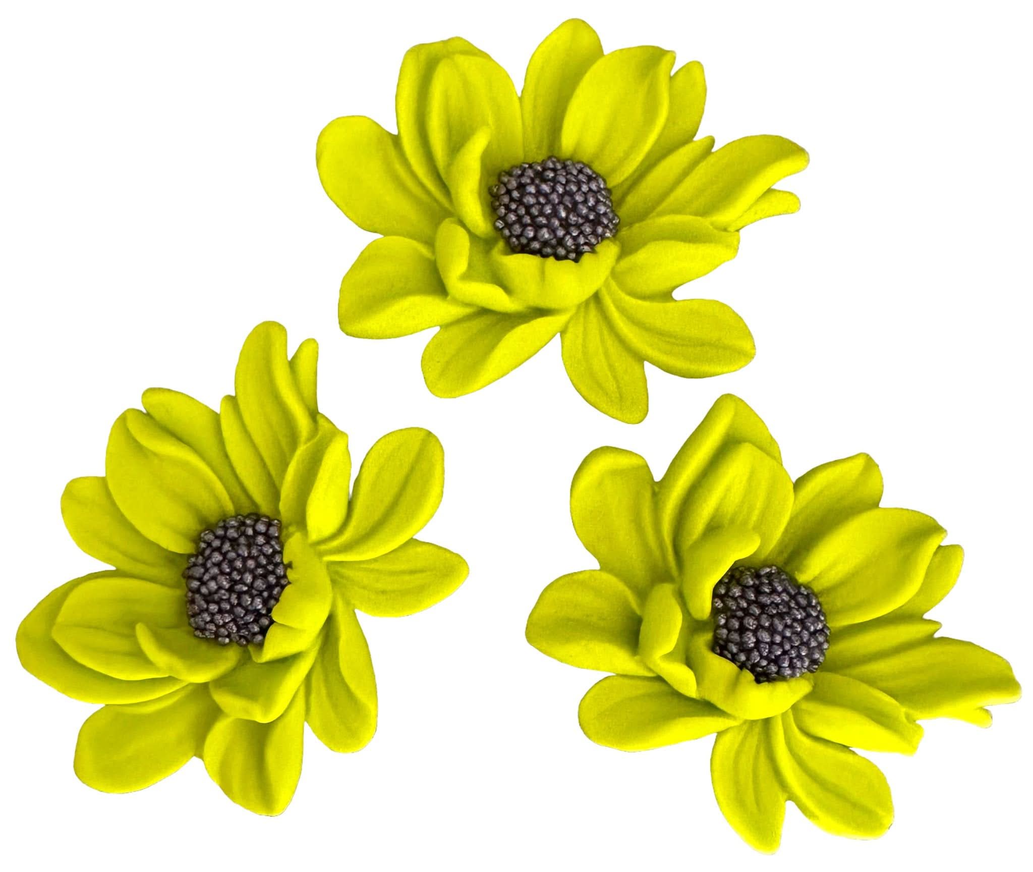 Juego de 3 adornos de azúcar comestible, Adornos de flores verdes de Sugar Paste Nati Shop