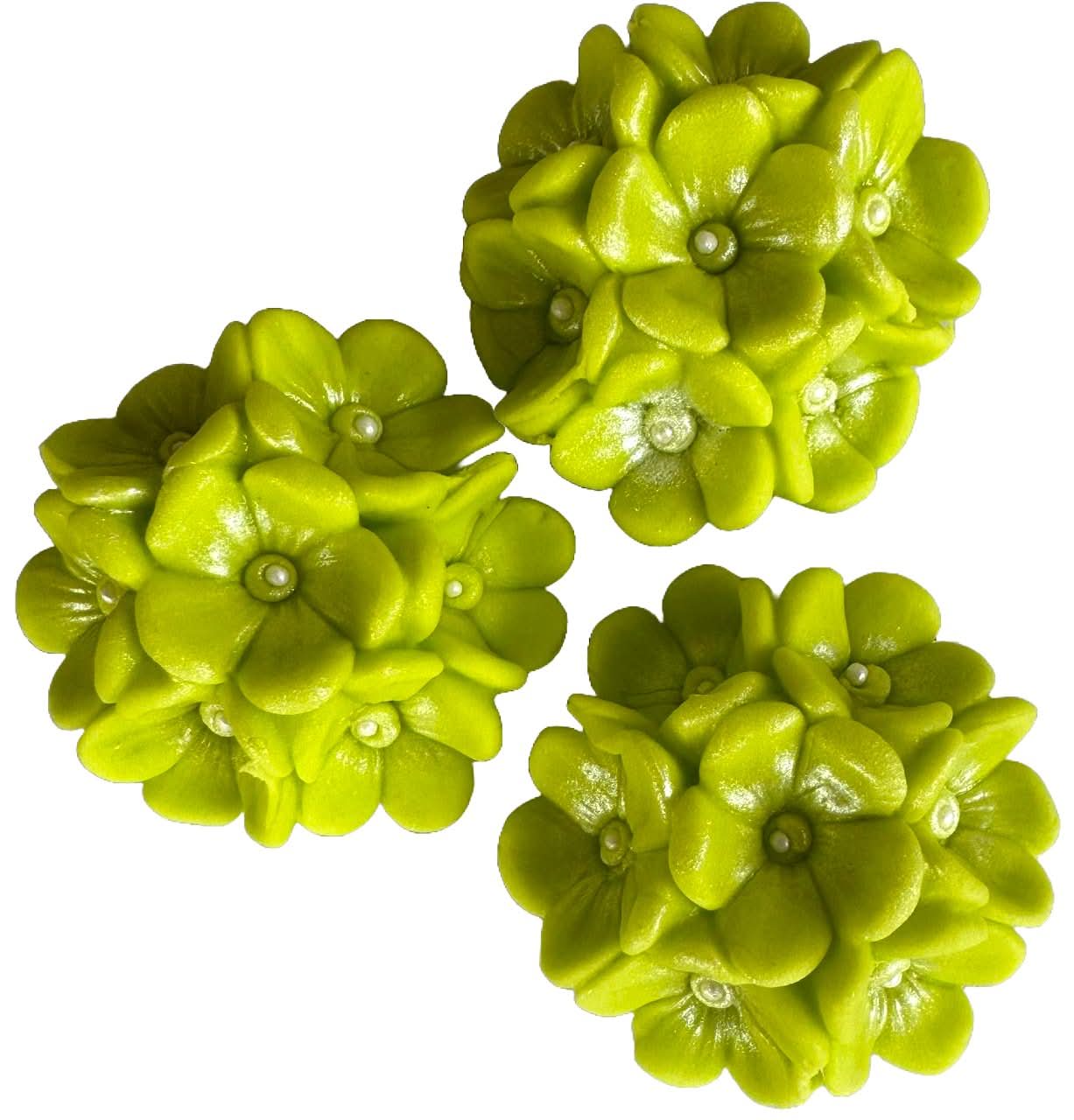 Juego de 3 adornos de azúcar comestible, Adornos de flores verdes de Sugar Paste Nati Shop