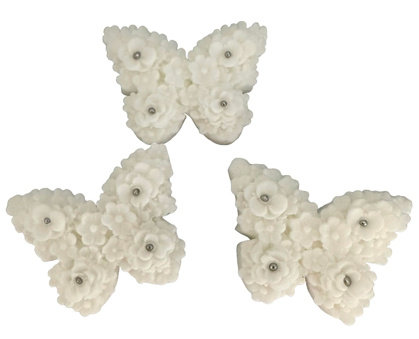 Set de 3 decoraciones de azúcar comestible, Mariposas Blancas Decoraciones de Pasta de Azúcar Nati Shop