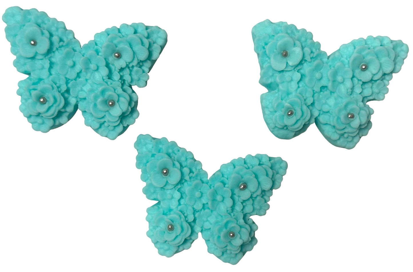 Set de 3 decoraciones comestibles de azúcar, Mariposas Azules Decoraciones en Pasta de Azúcar Nati Shop