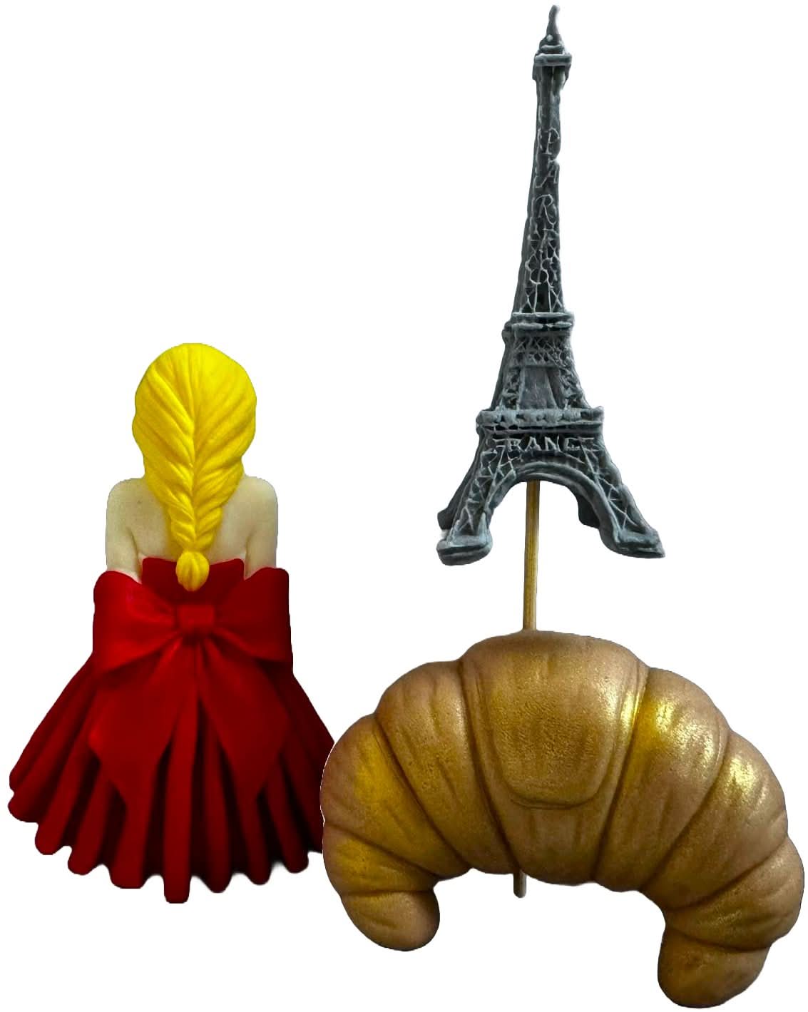 Set de 3 decoraciones de azúcar comestible, Lady in Paris Decoraciones de pasta de azúcar Nati Shop