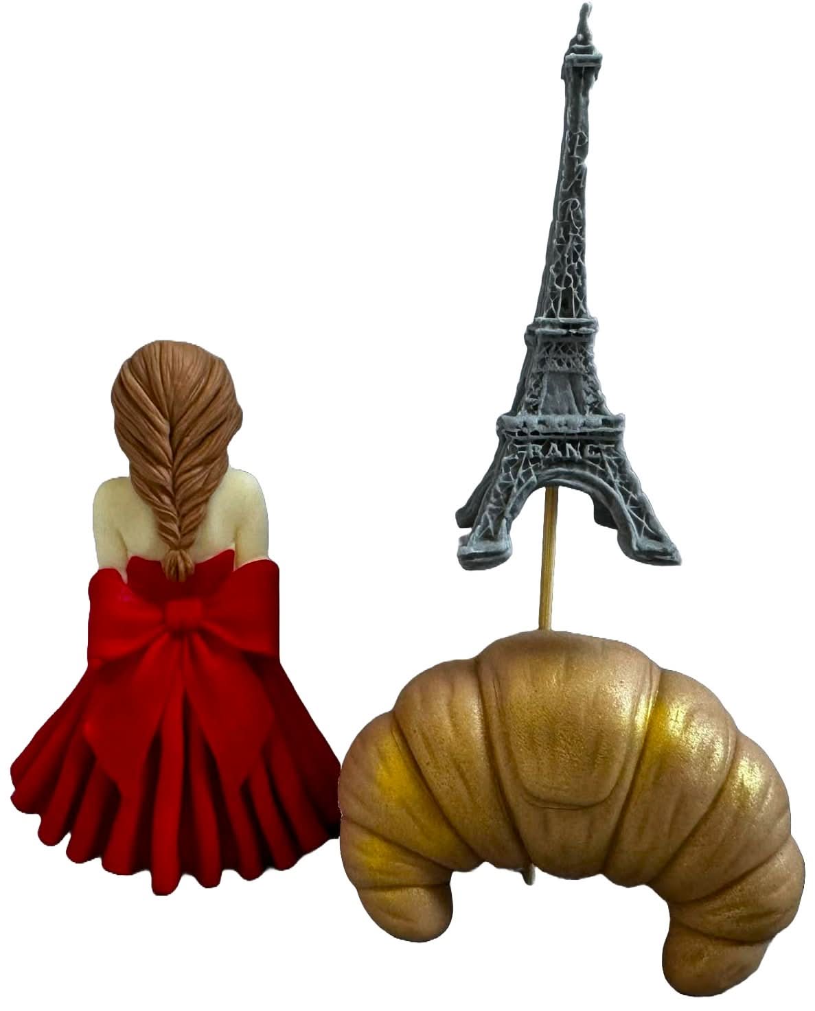 Set de 3 decoraciones de azúcar comestible, Lady in Paris Decoraciones de pasta de azúcar Nati Shop