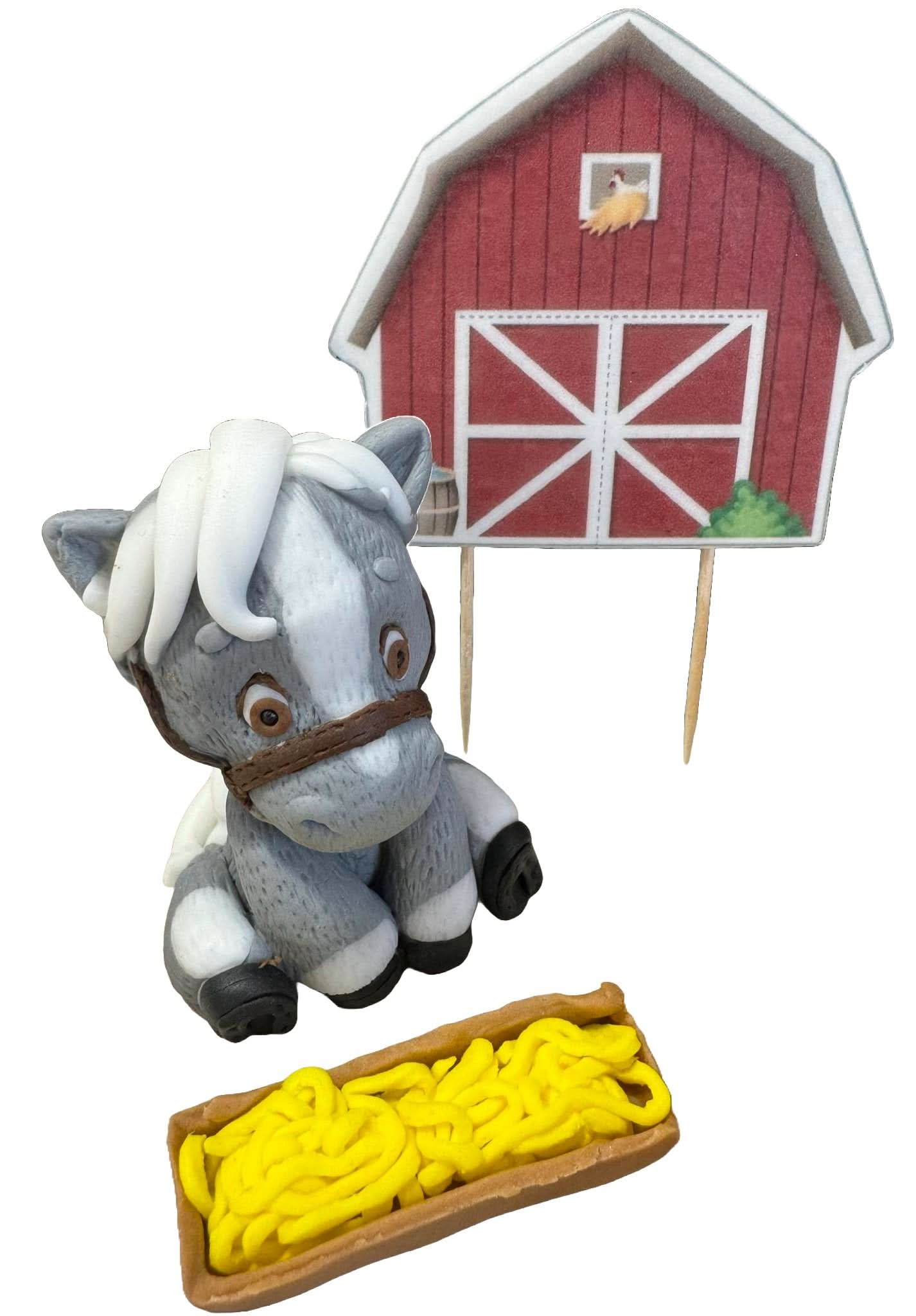 Set de 3 adornos de azúcar comestible, Burro en la Granja Decoraciones de pasta de azúcar Nati Shop