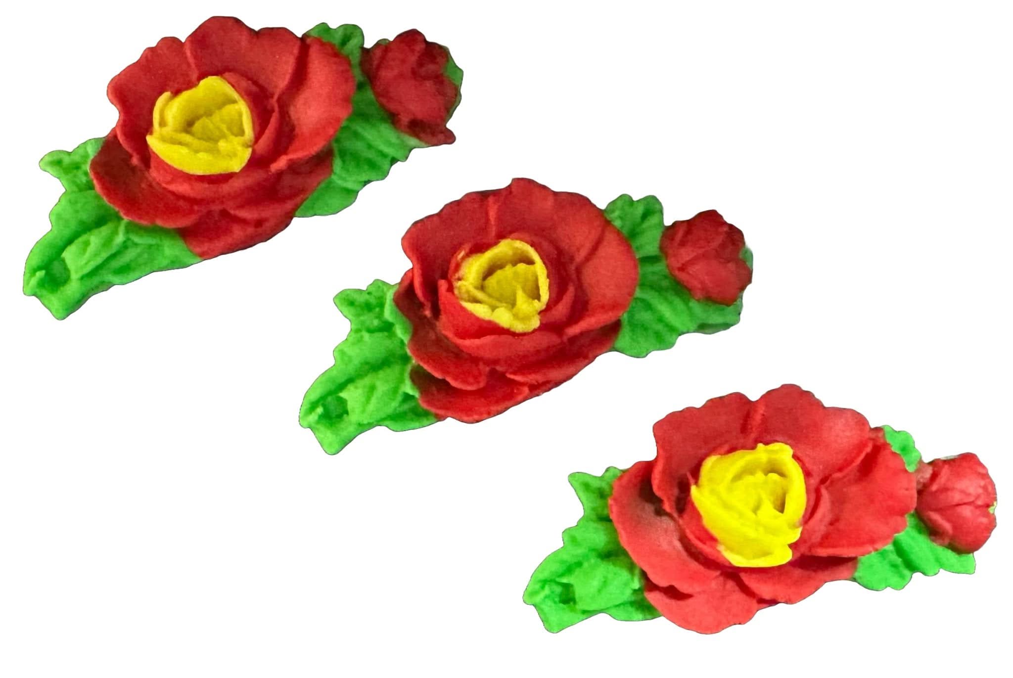 Set de 3 decoraciones de azúcar comestible, rosas Decoraciones de Sugar Paste Nati Shop