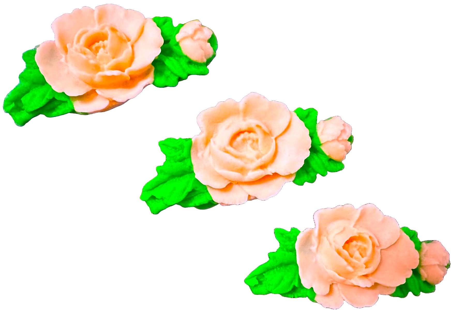 Set de 3 decoraciones de azúcar comestible, rosas Decoraciones de Sugar Paste Nati Shop