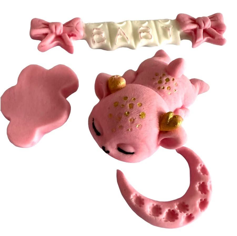 Set de 4 decoraciones de azúcar comestible, Decoraciones de Pasta de Azúcar para Bautismo Nati Shop