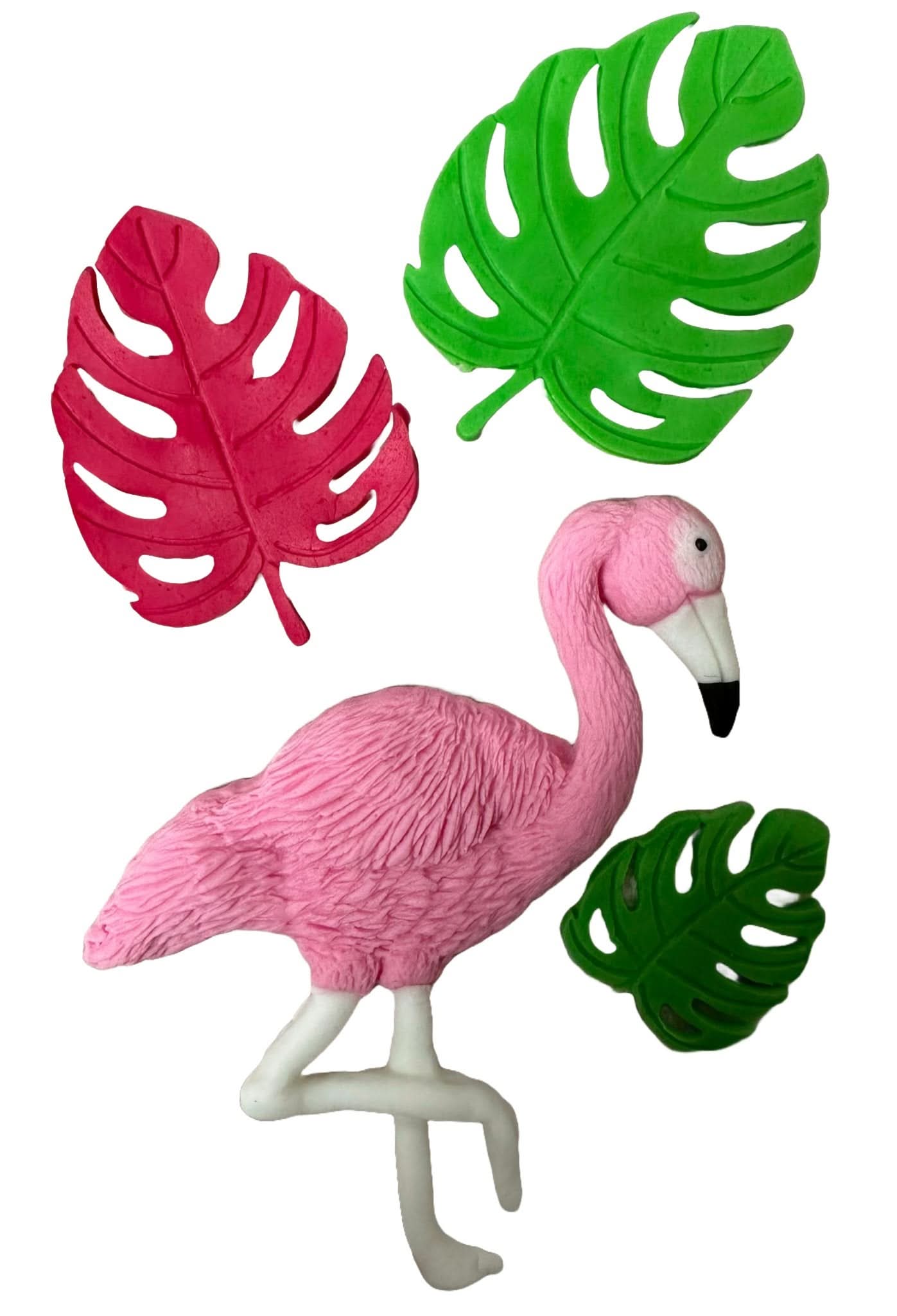 Set de 4 decoraciones de azúcar comestible, Decoraciones de pasta de azúcar Flamingo Nati Shop