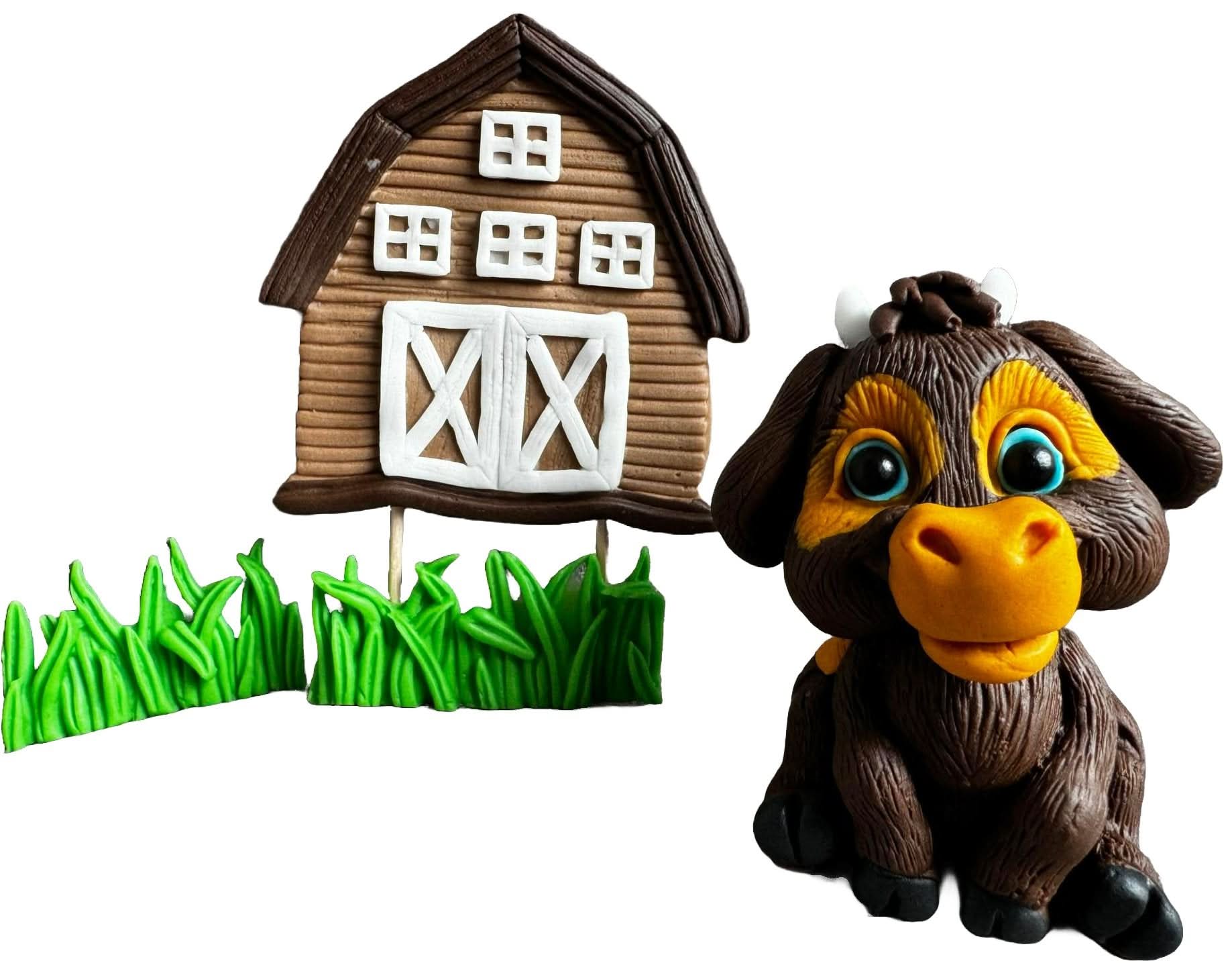 Juego de 4 decoraciones de azúcar comestible, Vitelul Ferdinand Decoraciones de pasta de azúcar Nati Shop