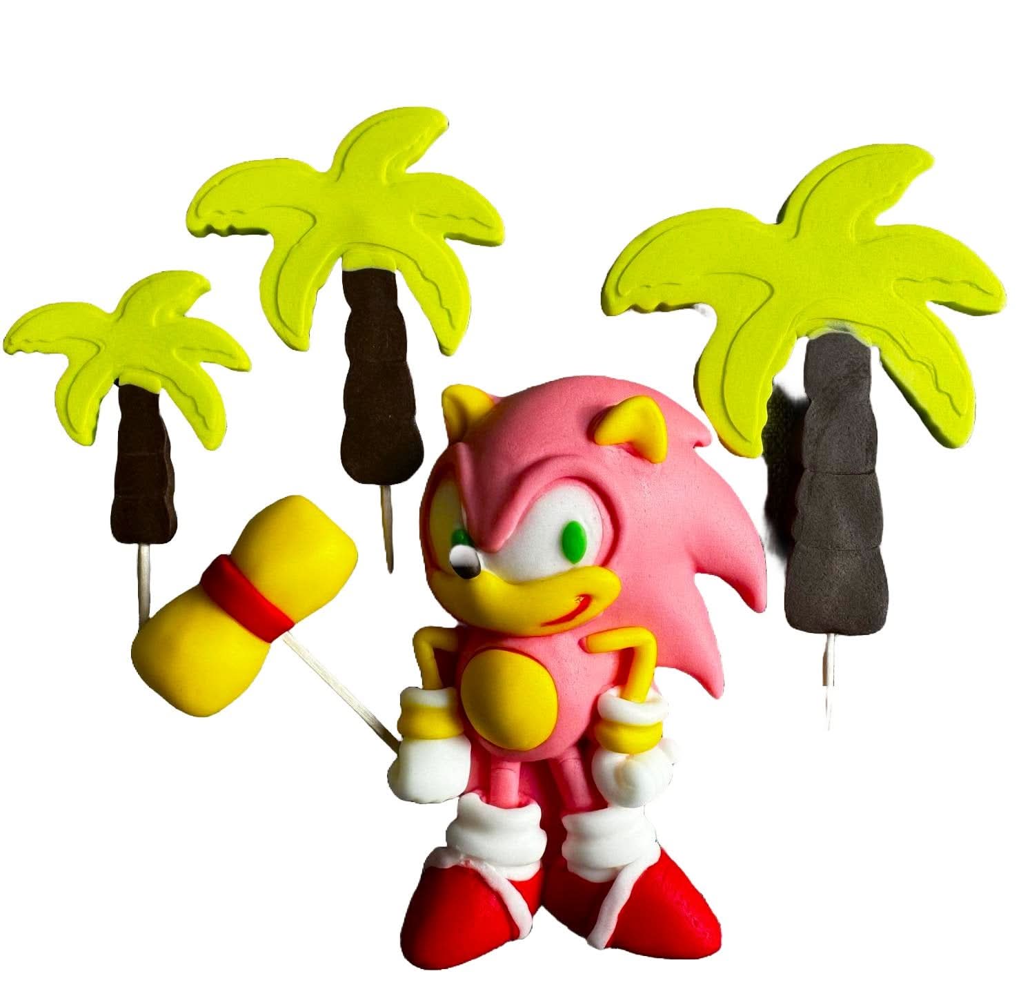 Set de 5 decoraciones comestibles de azúcar, Amy Rose - Decoraciones Sonic Sugar Paste Nati Shop