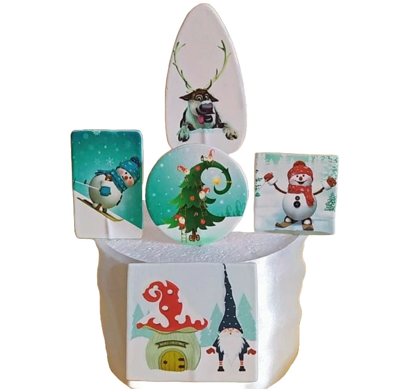 Set de 5 adornos de azúcar comestible, Navidad Nati Shop