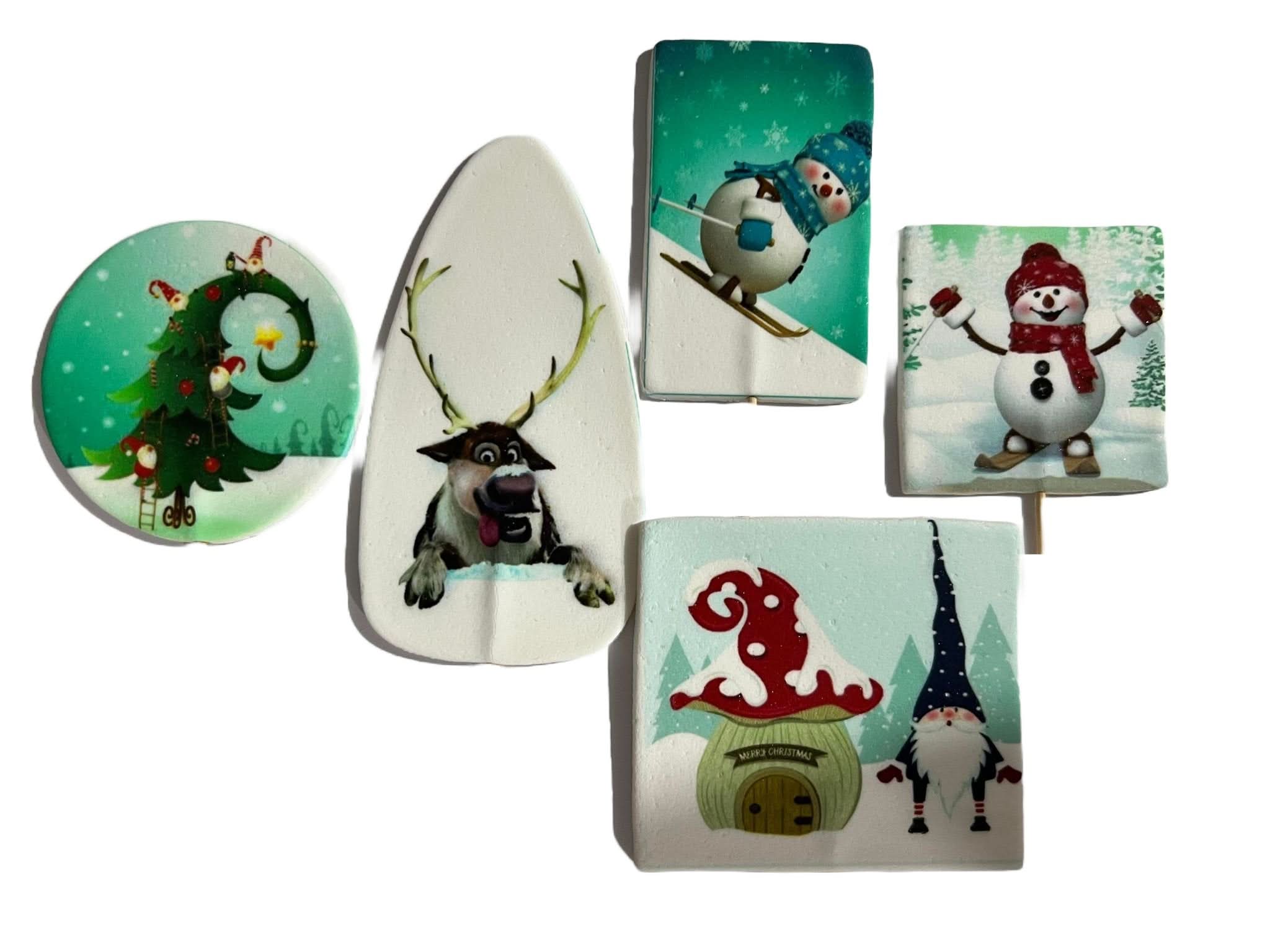 Set de 5 adornos de azúcar comestible, Navidad Nati Shop