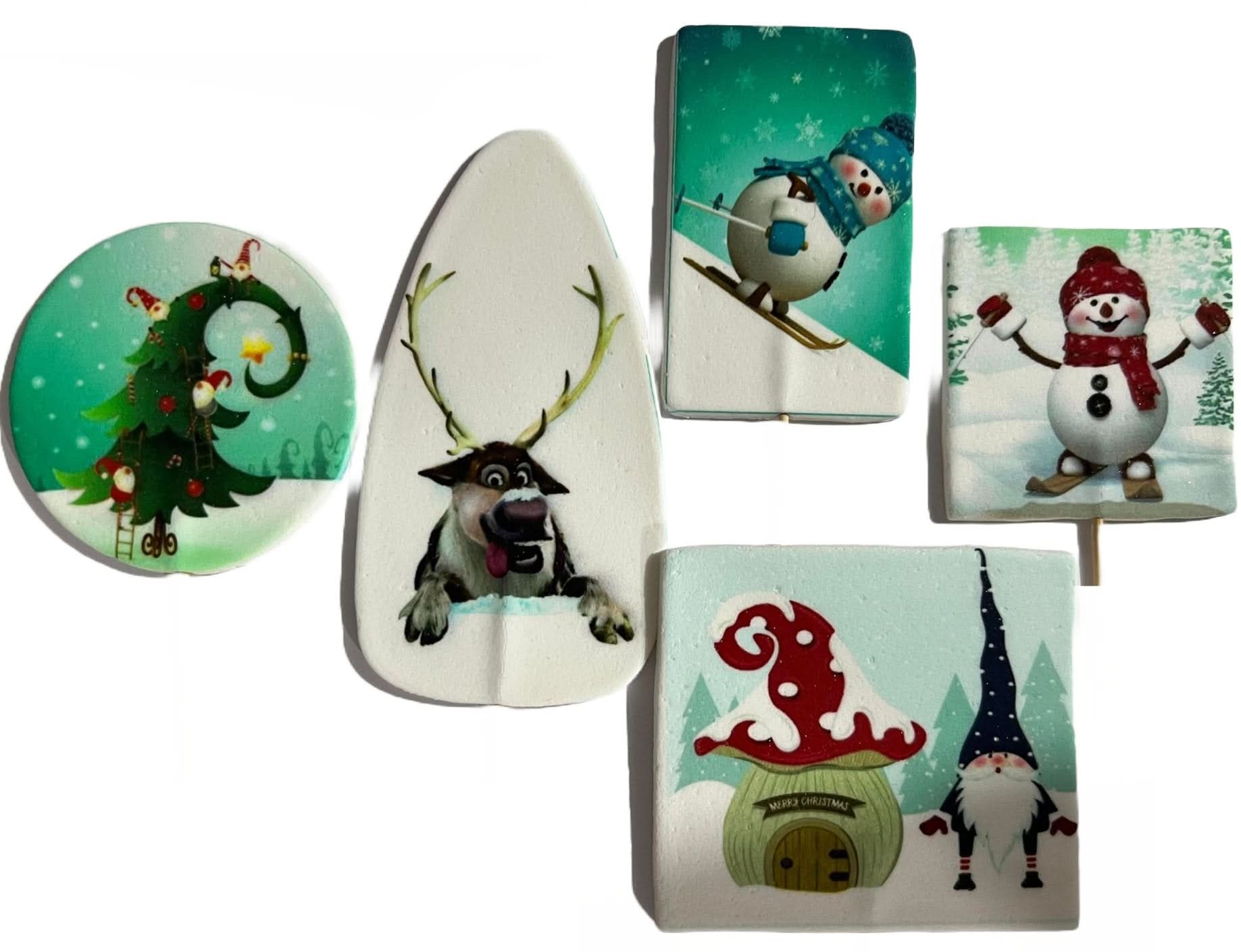 Set de 5 adornos de azúcar comestible, Navidad Nati Shop
