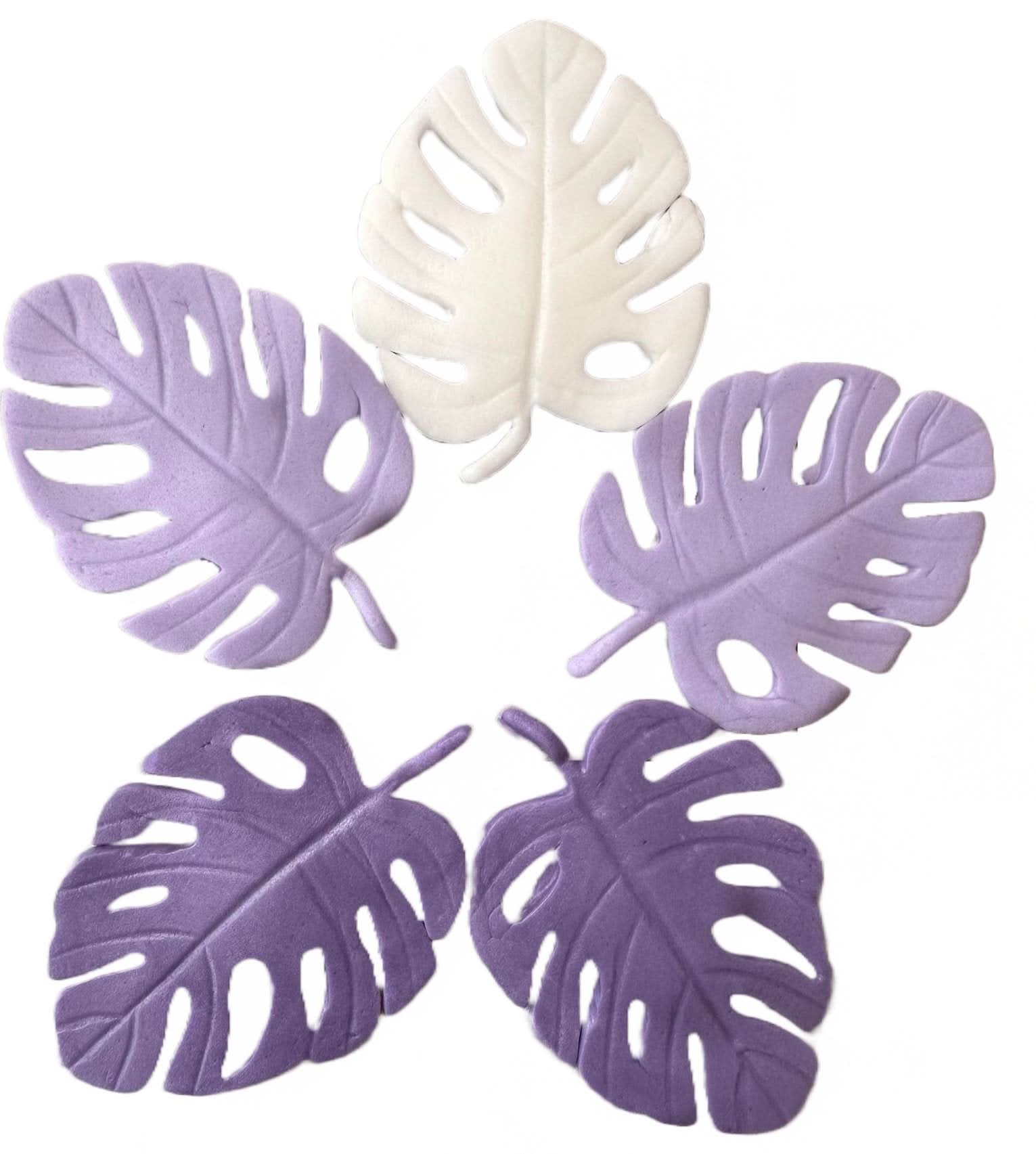 Set de 5 decoraciones de azúcar comestible, Hojas exóticas Decoraciones de Sugar Paste Nati Shop