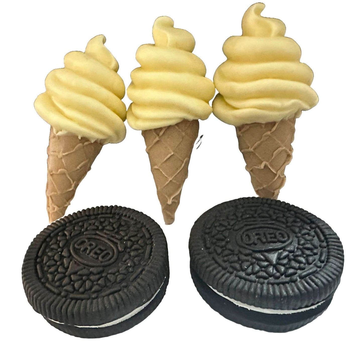 Set de 5 decoraciones comestibles de azúcar, decoraciones de helado y oreo de Sugar Paste Nati Shop