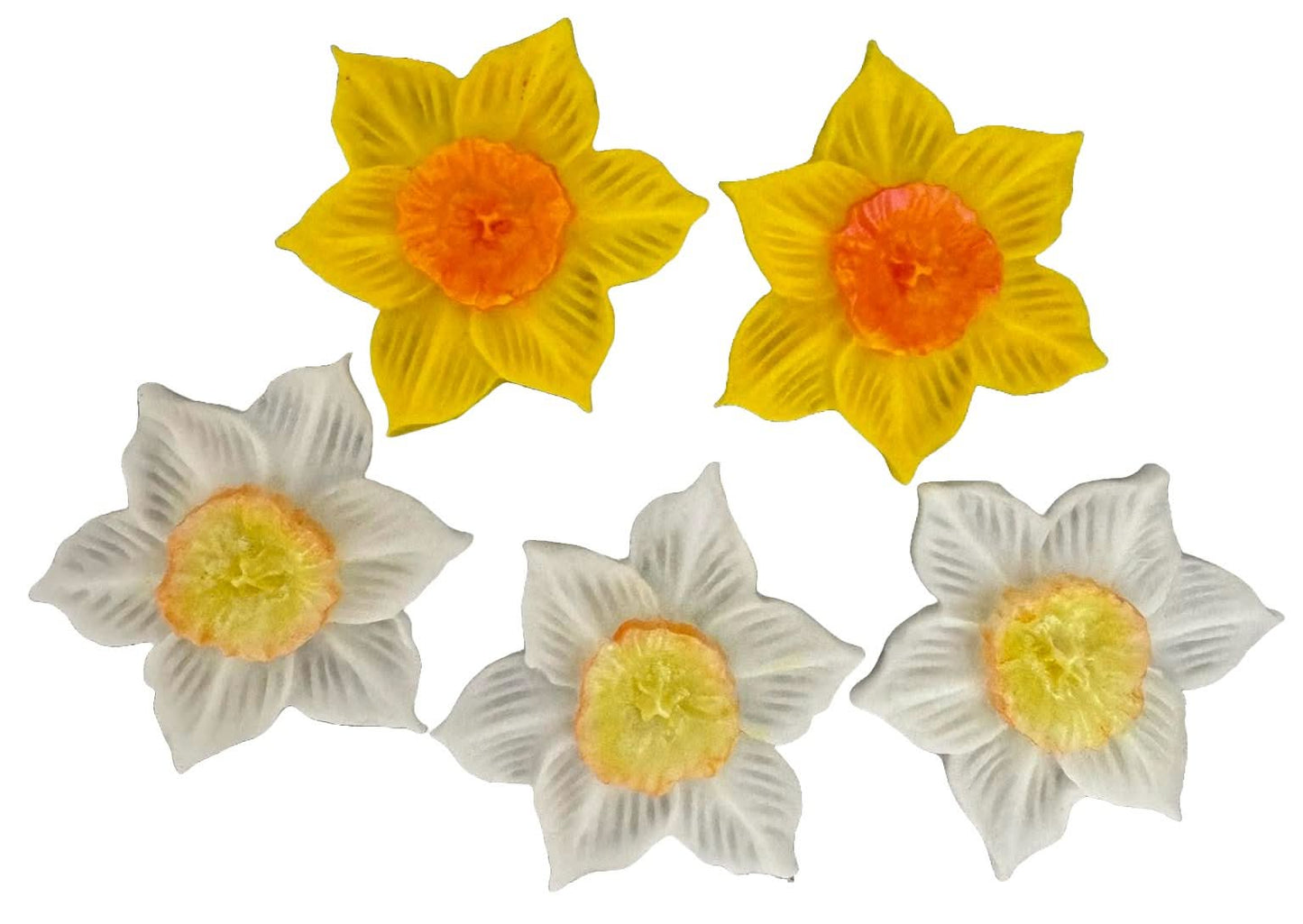 Set de 5 decoraciones de azúcar comestible, Narcisos Decoraciones en Pasta de Azúcar Nati Shop