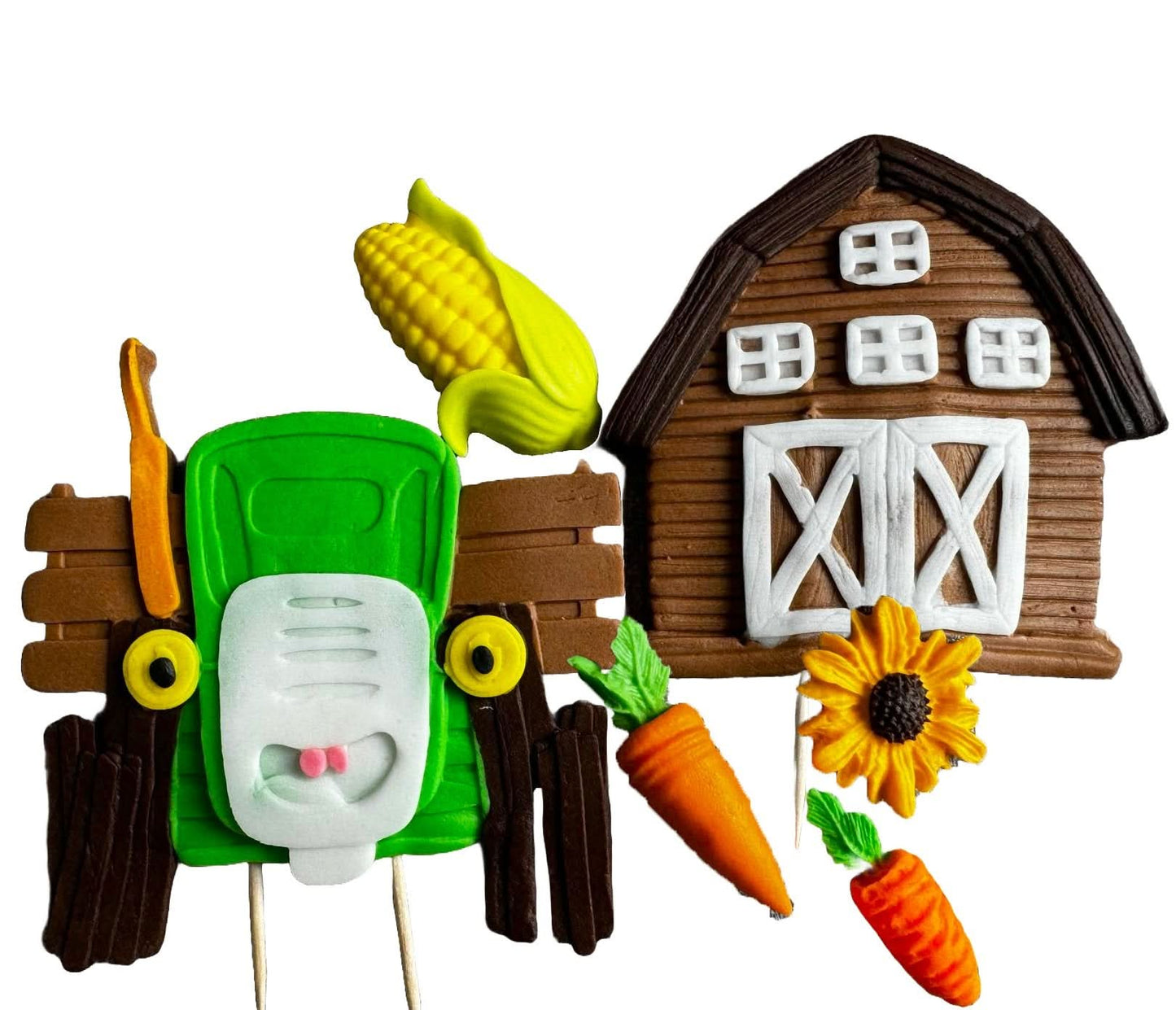 Set de 6 adornos de azúcar comestible, Decoraciones en pasta de azúcar Ferma Nati Shop