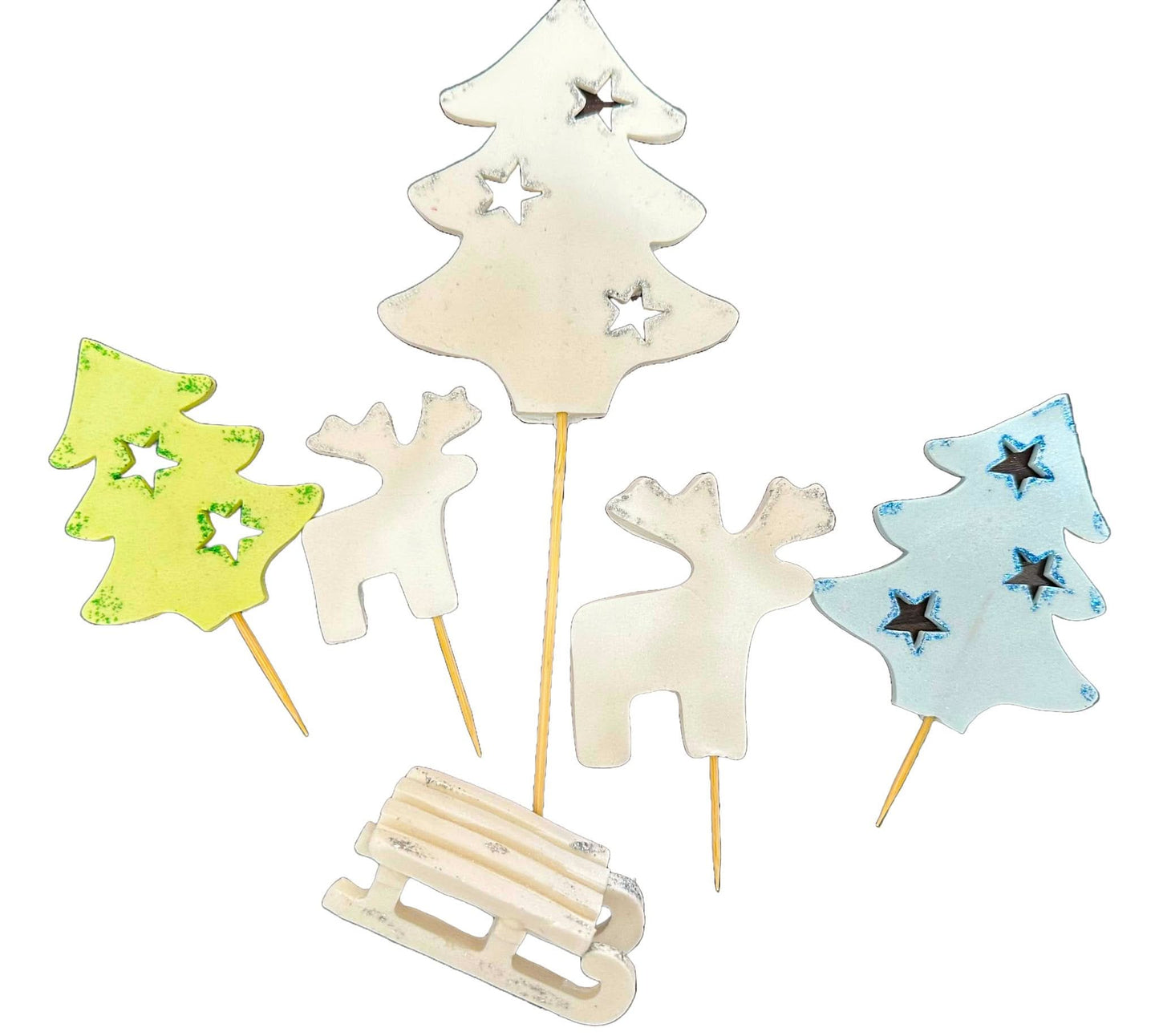 Set de 6 decoraciones de azúcar comestible, Decoraciones de pasta de azúcar de invierno Nati Shop
