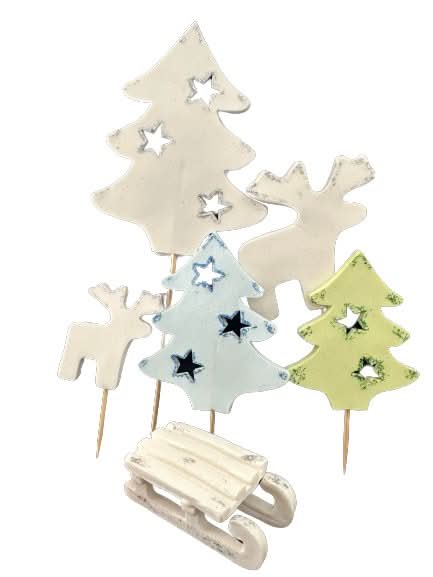 Set de 6 decoraciones de azúcar comestible, Decoraciones de pasta de azúcar de invierno Nati Shop