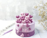 Set de 6 adornos comestibles de azúcar, Corazones Morados Decoraciones en Pasta de Azúcar Naty Shop